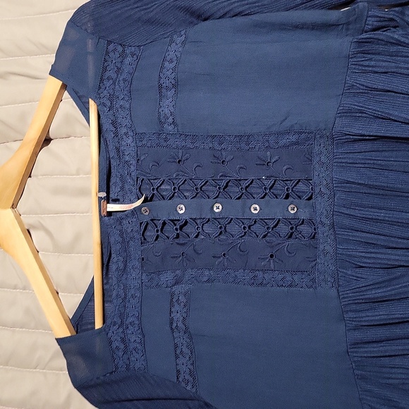 🌴 NWOT, "free people," "Pretty, please lace tunic top/dress 💙💚 - Picture 4 of 16